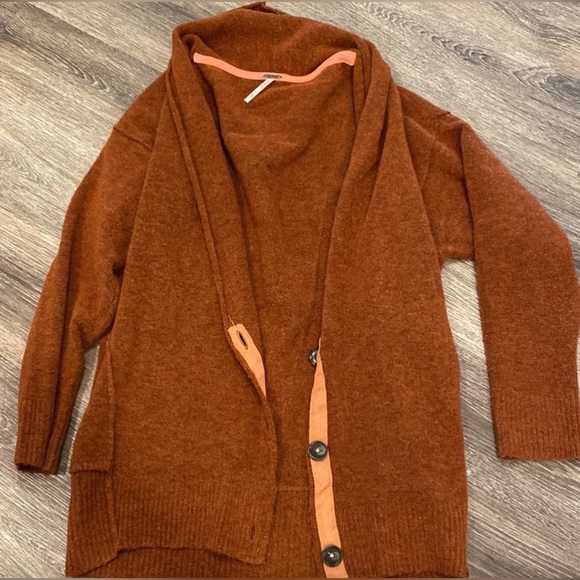 Free People eucalyptus cardigan sweater rust orange XS - Picture 4 of 5